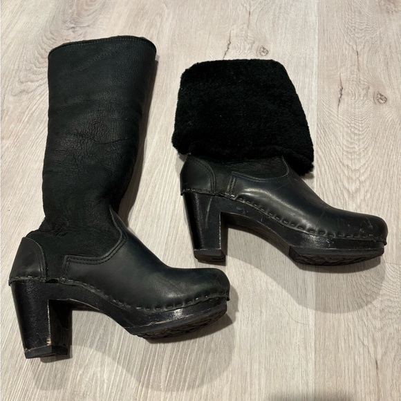 No.6 knee-high shearling clog boots - Picture 2 of 5